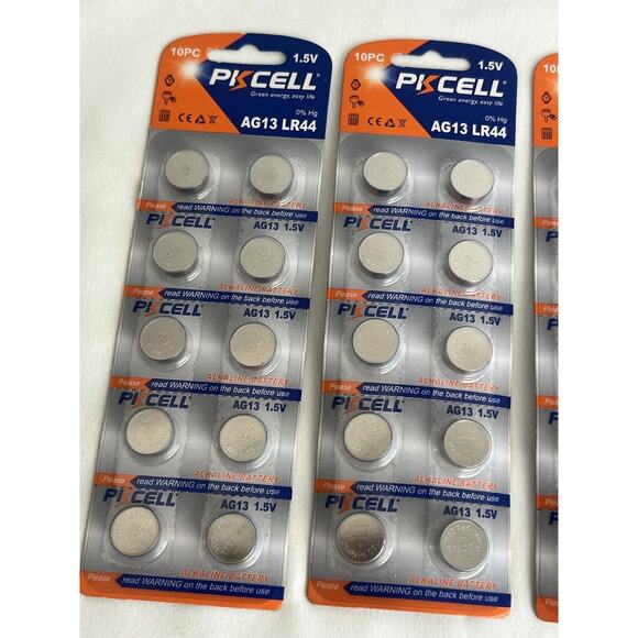 30 Pack Pkcell AG13 LR44 Alkaline 1.5V Cell Battery LED Watch Key New 3 Pks 10 - Picture 3 of 6